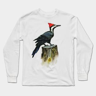 Pileated Woodpecker in Watercolor Long Sleeve T-Shirt